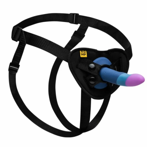 ROMP - PICCOLO ARNÉS + DILDO SILICONA CON VENTOSA TRICOLOR 14 CM