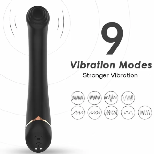 VIBRADOR CABEZA PLANA SILICONA NEGRO