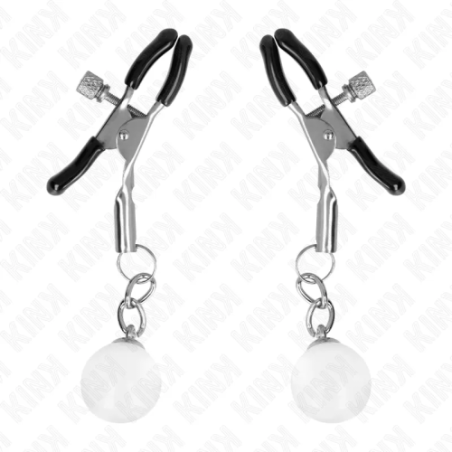 KINK PINZAS PARA PEZONES PLATEADAS CON COLGANTE DE VIDRIO 6 CM