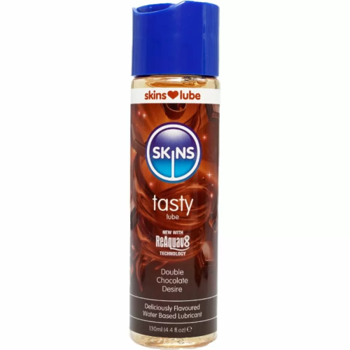 SKINS  TASTY LUBRICANTE BASE DE AGUA DOBLE CHOCOLATE 130 ML