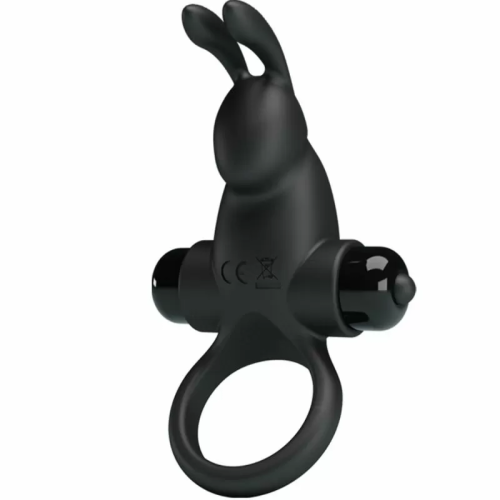 PRETTY LOVE  ANILLO VIBRADOR + ESTIMULADOR RABBIT CLÍTORIS 10 VIBRACIONES NEGRO