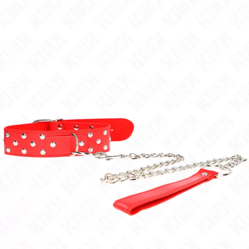 COLLAR CON CORREA 65 CM REMACHE ANILLA ROJO AJUSTABLE 3650 CM X 3.8 CM