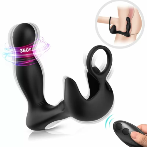 SURROUND VIBRADOR ANAL & ESTIMULADOR TESTICULOS & ANILLO CONTROL REMOTO NEGRO