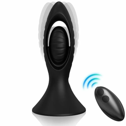 VIBRADOR & PLUG ANAL SILICONA NEGRO