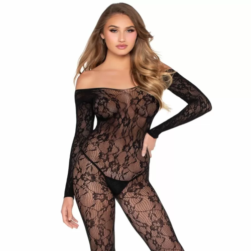 89366 BODYSTOCKING DE LENCERÍA DE ENCAJE NEGRO  TALLA ÚNICA