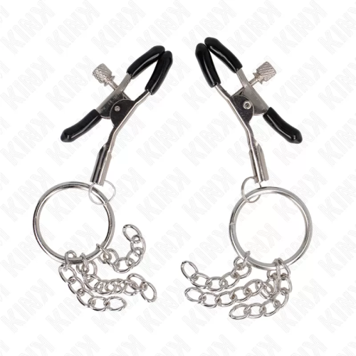 KINK PINZAS PARA PEZONES CON ARO Y PEQUEÑAS CADENAS PLATEADO 6 CM