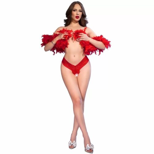 CR 4885 RED OPENCROTCH THONGS L