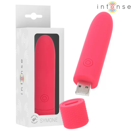 SYMONE BALA VIBRADORA RECARGABLE POR USB 8 VIBRACIONES ROJO 10 X 2.2 CM