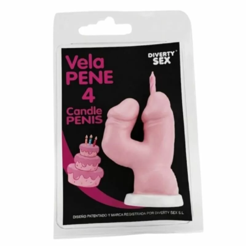 DIABLO PICANTE - VELA PENE EN FORMA DE NÚMERO 4 COLOR ROSA