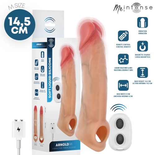 MR INTENSE - ARNOLD M VIBRADOR FUNDA PENE SILICONA CONTROL REMOTO 14.5 CM -Ø- 4 CM
