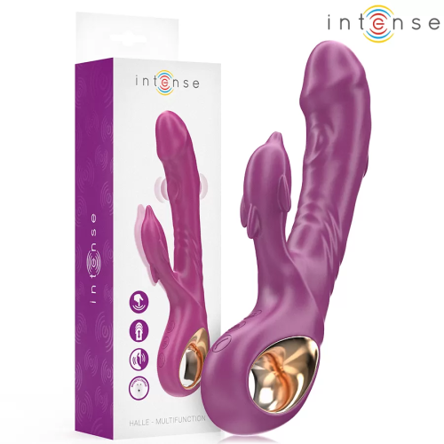 HALLE VIBRADOR MULTIFUNCIÓN CON LENGUA ESTIMULADORA EN FORMA DE DELFÍN MORADO