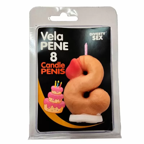 DIABLO PICANTE - VELA PENE EN FORMA DE NÚMERO 8 COLOR CARNE