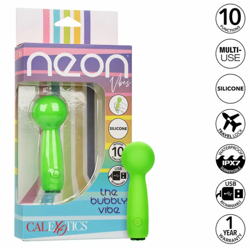 CALEXOTICS NEON VIBES THE BUBBLY VIBE MINI MASAJEADOR 10 VIBRACIONES VERDE