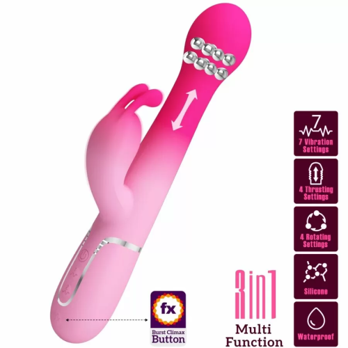 PRETTY LOVE  DEJON VIBRADOR RABBIT 3 EN 1 MULTIFUNCIÓN ROSA