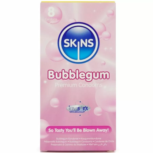 SKINS  PRESERVATIVOS PREMIUM SABOR CHICLE PACK 8