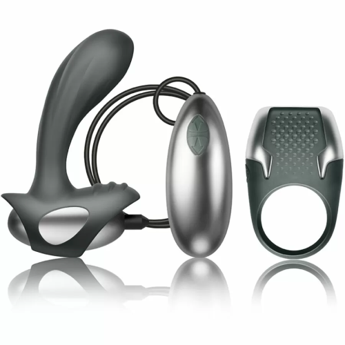 CLIMAXIMUM  EXCITE KIT ANILLO PARA PENE + MASAJEADOR PRÓSTATA CON CABLE