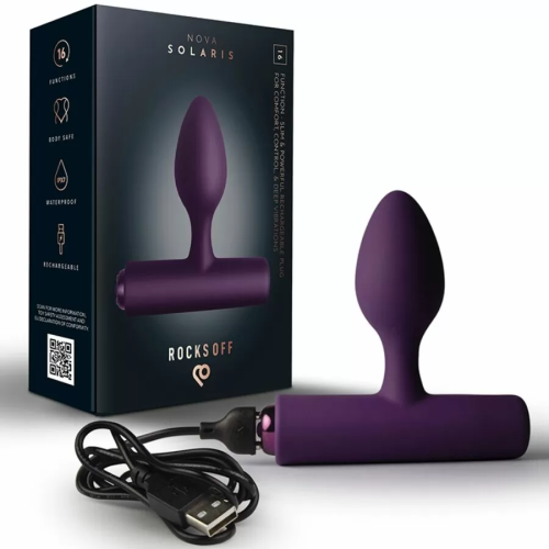 ROCKS-OFF - NOVA SOLARIS PLUG ANAL FINO RECARGABLE 16 FUNCIONES VIOLETA