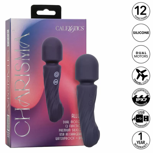 CALEXOTICS CHARISMA ALLURE MASAJEADOR DOBLE MOTOR 12 FUNCIONES 17,25 CM X 4,5 CM MORADO