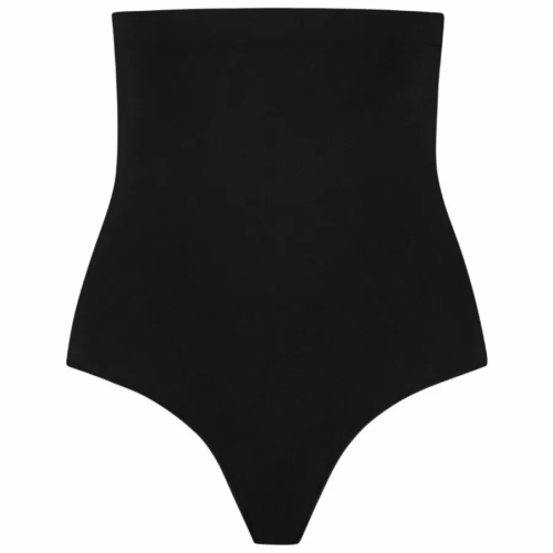BYE-BRA - TANGA DE TALLE ALTO SIN COSTURAS NEGRO TALLA M