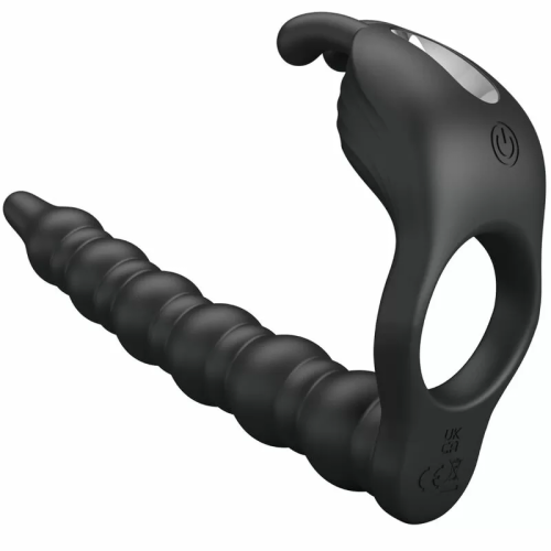 PRETTY LOVE BLACKNEY ANILLO PENE CON PLUG VIBRADOR NEGRO