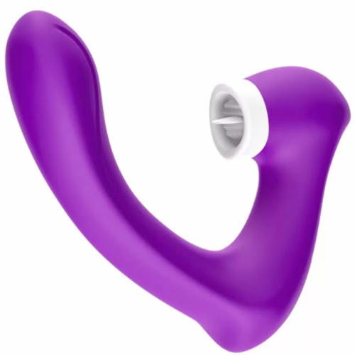 SECRETKISS ESTIMULADOR CON LENGUA CLITORIS & VIBRADOR CURVO VIOLETA