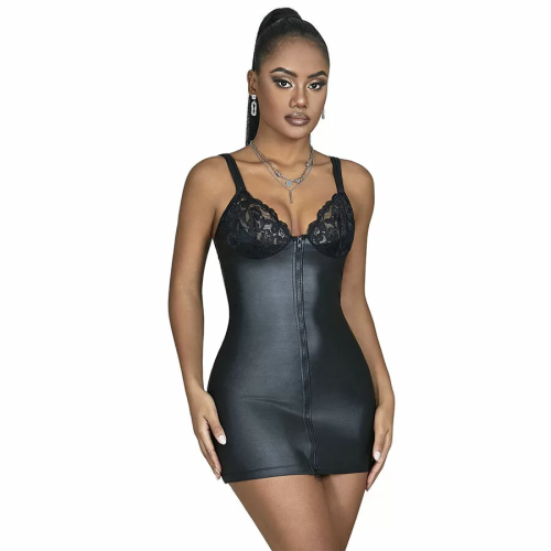957568 VESTIDO DE CUERO CON CREMALLERA NEGRO S/M