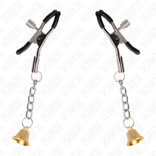 KINK PINZAS PARA PEZONES CON COLGANTE DE CAMPANA DORADO 6 CM