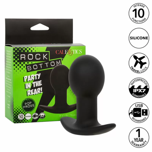 CALEXOTICS ROCK BOTTOM PLUG ANAL 10 VIBRACIONES SILICONA NEGRO