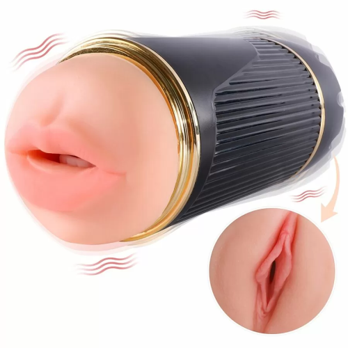 SHEQU  KAY MASTURBADOR DOBLE CON VIBRACIÓN DUAL BOCA Y VAGINA