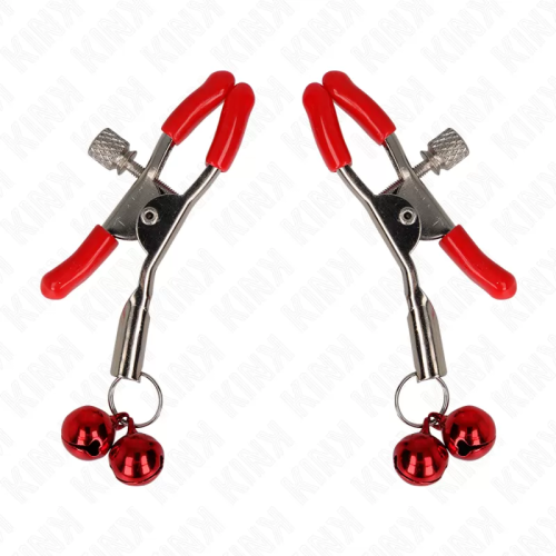 KINK PINZAS PARA PEZONES ROJAS CON DOBLE CAMPANILLA ROJO 6 CM