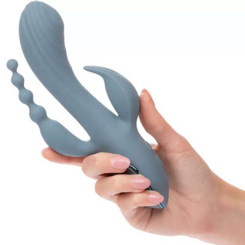 VIBRADOR TRIPLE ÉXTASIS GRIS