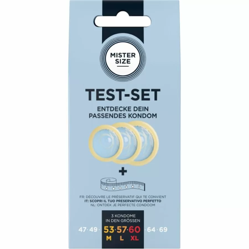 MISTER SIZE  TEST SET 3 PRESERVATIVOS DIFERENTES TALLAS + CINTA MÉTRICA