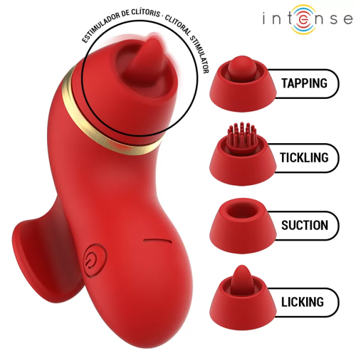 INTENSE - PATTY ESTIMULADOR CON 4 CABEZALES, SUCCIÓN, TAPPING, TICKLING Y LICKING