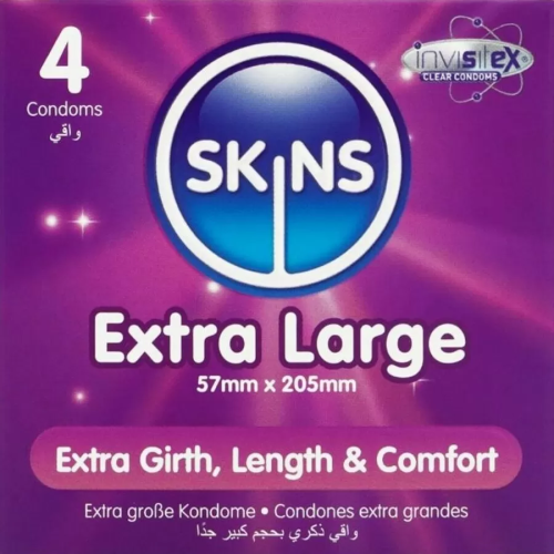 SKINS  TAMAÑO XL PRESERVATIVOS PREMIUM PACK 4