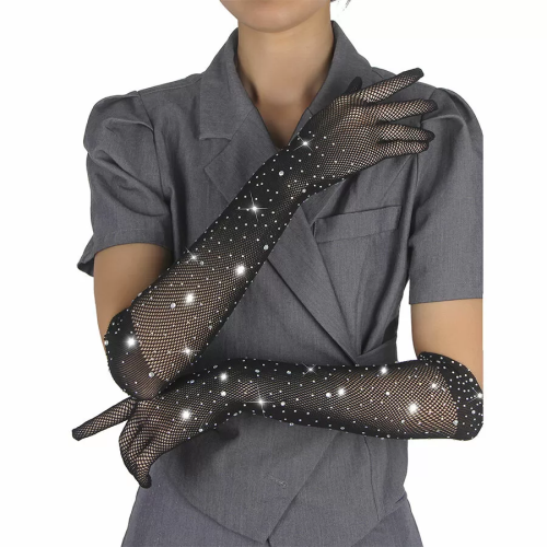 957469 GUANTES TRANSPARENTES CON BRILLO NEGRO S/M