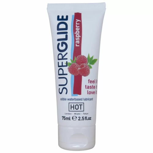 HOT  SUPERGLIDE LUBRICANTE COMESTIBLE BASE AGUA FRAMBUESA 75 ML