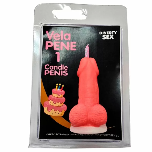 DIABLO PICANTE - VELA PENE EN FORMA DE NÚMERO 1 COLOR ROSA