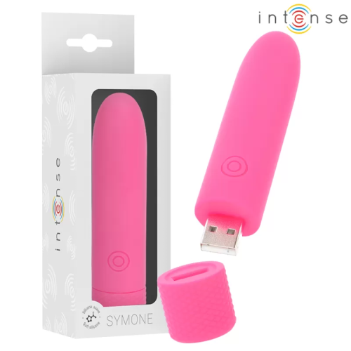 SYMONE BALA VIBRADORA RECARGABLE POR USB 8 VIBRACIONES ROSA 10 X 2.2 CM