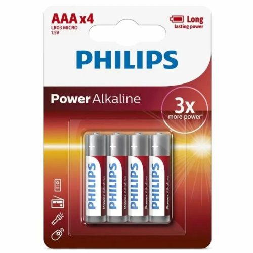 PHILIPS POWER ALKALINE PILA AAA LR03 BLISTER*4