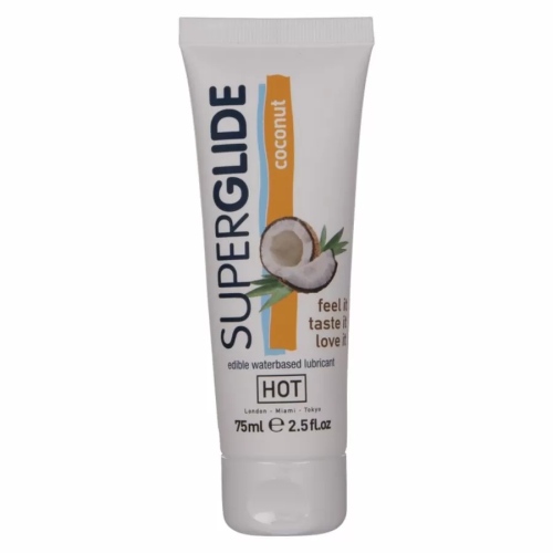 HOT  SUPERGLIDE LUBRICANTE COMESTIBLE BASE AGUA COCO 75 ML