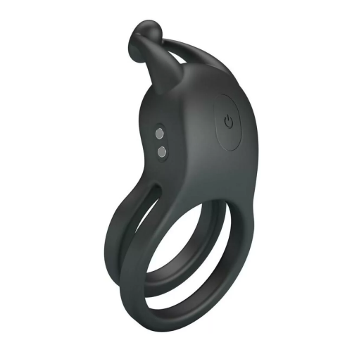 PRETTY LOVE - GOODWIN ANILLO VIBRADOR DOBLE PARA PENE RECARGABLE NEGRO