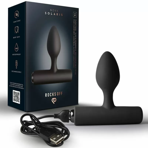 ROCKS-OFF - NOVA SOLARIS PLUG ANAL FINO RECARGABLE 16 FUNCIONES NEGRO