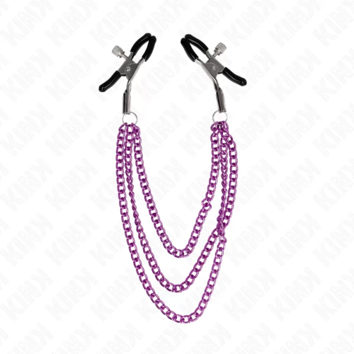 KINK PINZAS PARA PEZONES CON TRIPLE CADENA VIOLETA 20/23/28 CM