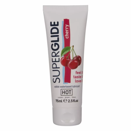 HOT  SUPERGLIDE LUBRICANTE COMESTIBLE BASE AGUA CEREZA 75 ML