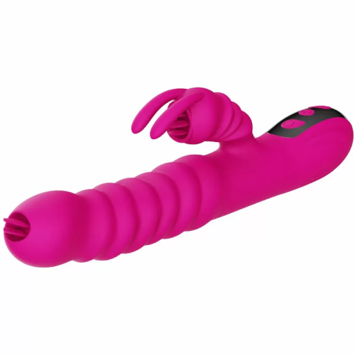 VIBRADOR MULTIFUNCION RABBIT DOBLE LENGUA EFECTO CALOR FUCSIA