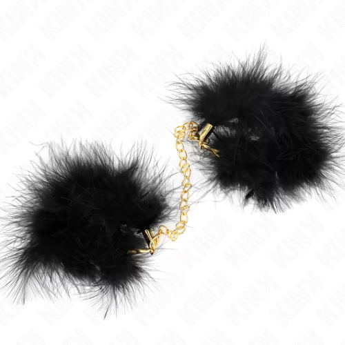 ESPOSAS DE PLUMAS NEGRO CON CADENA DORADA MODELO 2