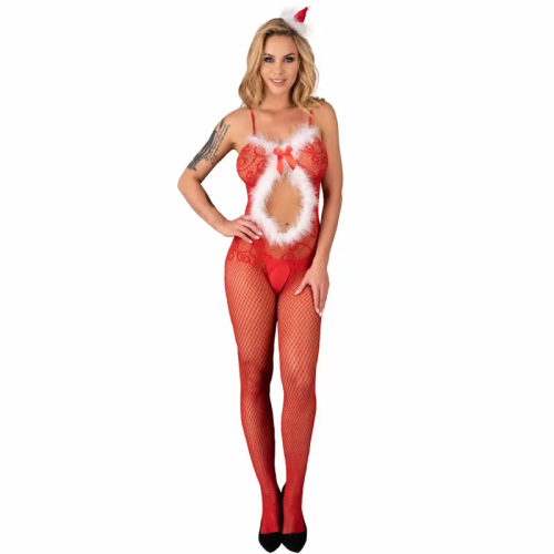 MAGALI LC 17178 BODYSTOCKING CROTCHLESS NAVIDEÑO TALLA ÚNICA