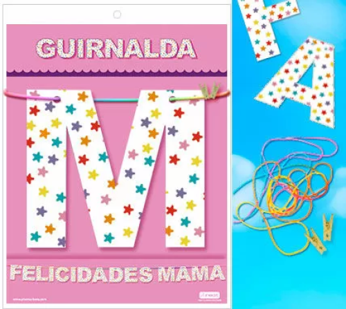 GUIRNALDA FELICIDADES MAMA (Cartulina 220gr)