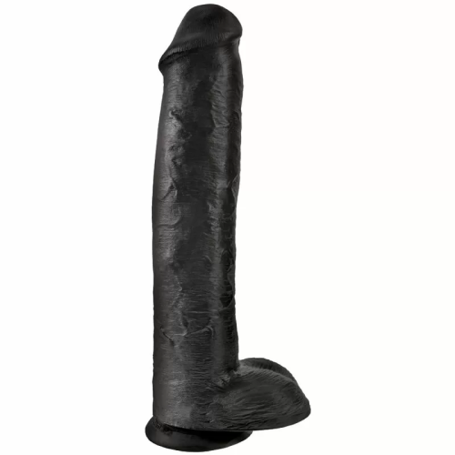 KING COCK PENE REALISTICO CON TESTICULOS 34.2 CM NEGRO