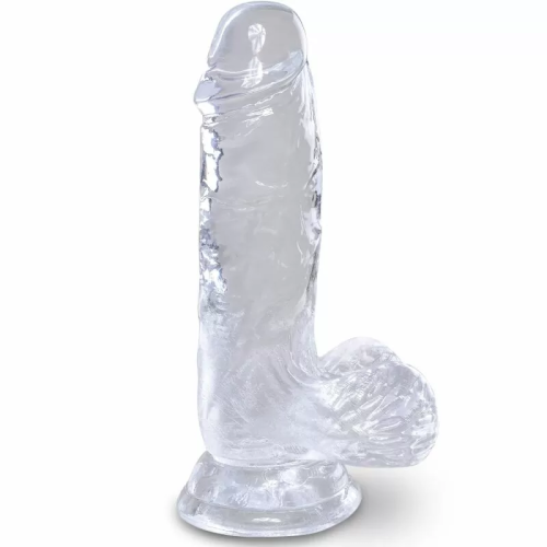 KING COCK CLEAR PENE REALISTICO CON TESTICULOS 10.1 CM TRANSPARENTE